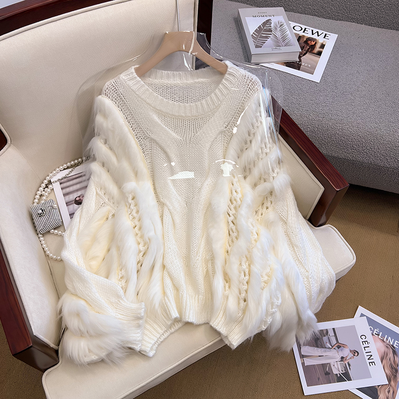 Autumn and winter new Korean Dongdaemun GLYP knitted sweater net red live college style imitation mink raccoon wool sweater