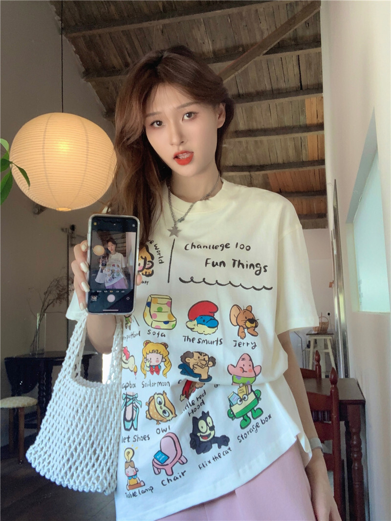 New ~6535 cotton summer Hong Kong style printed T-shirt