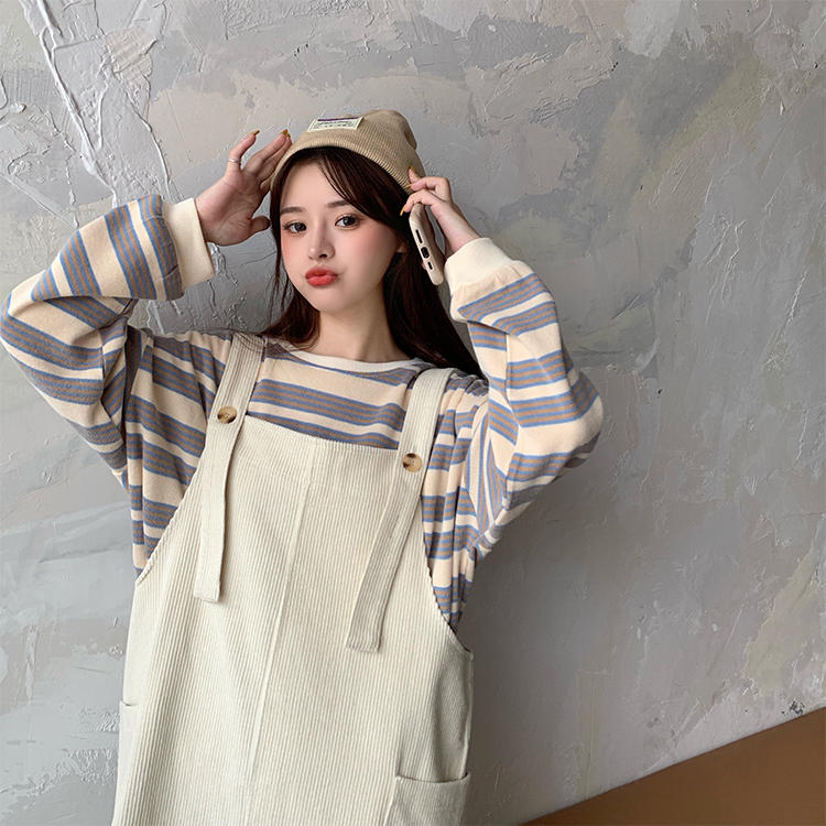 2023 Women's Autumn Clothes New Slightly Fat Sister Slim Sweatshirt Suspender Skirt Western Style Age Reduction College Style Two-Piece Suit