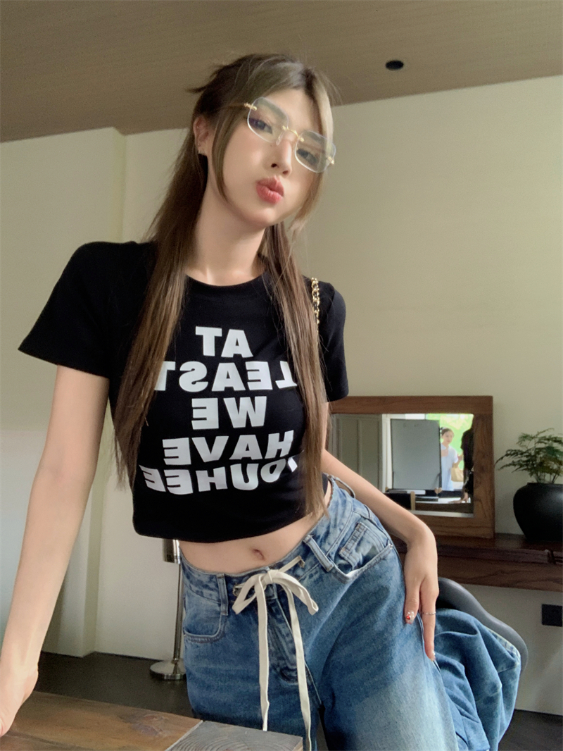 Short-sleeved t-shirt female loose Korean version of ins tide 2023 spring and summer new mid-length half-sleeved top ins tide