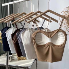 Price~Ice silk seamless outerwear camisole fixed latex cup wrapped chest bottoming beautiful back underwear women