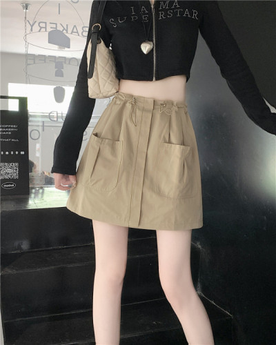 2023 autumn new hot girl tooling short skirt women's high waist slimming casual A-line skirt