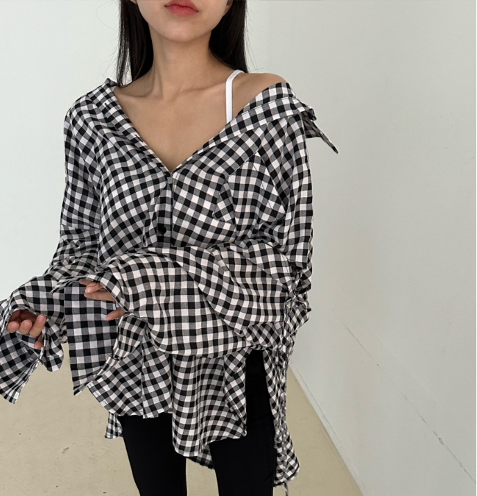 Ins niche design all-match tie loose shirt cardigan
