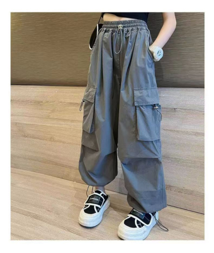 2023 summer new product overalls medium and big girls fashionable western style loose all-match hip-hop beam feet breathable casual pants