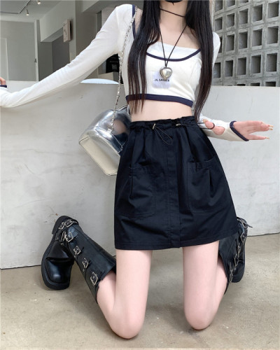 2023 autumn new hot girl tooling short skirt women's high waist slimming casual A-line skirt