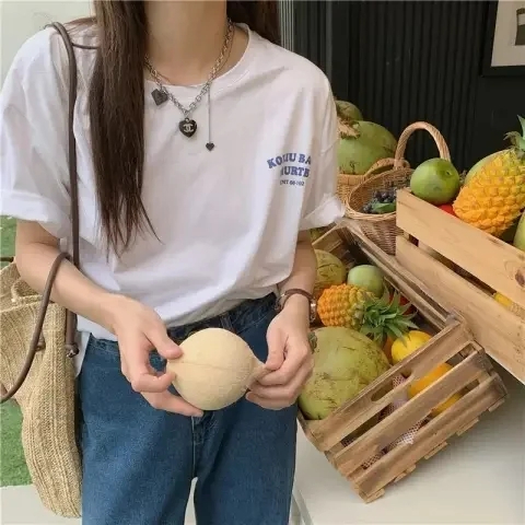 Short-sleeved t-shirt female loose Korean version of ins tide 2023 spring and summer new mid-length half-sleeved top ins tide