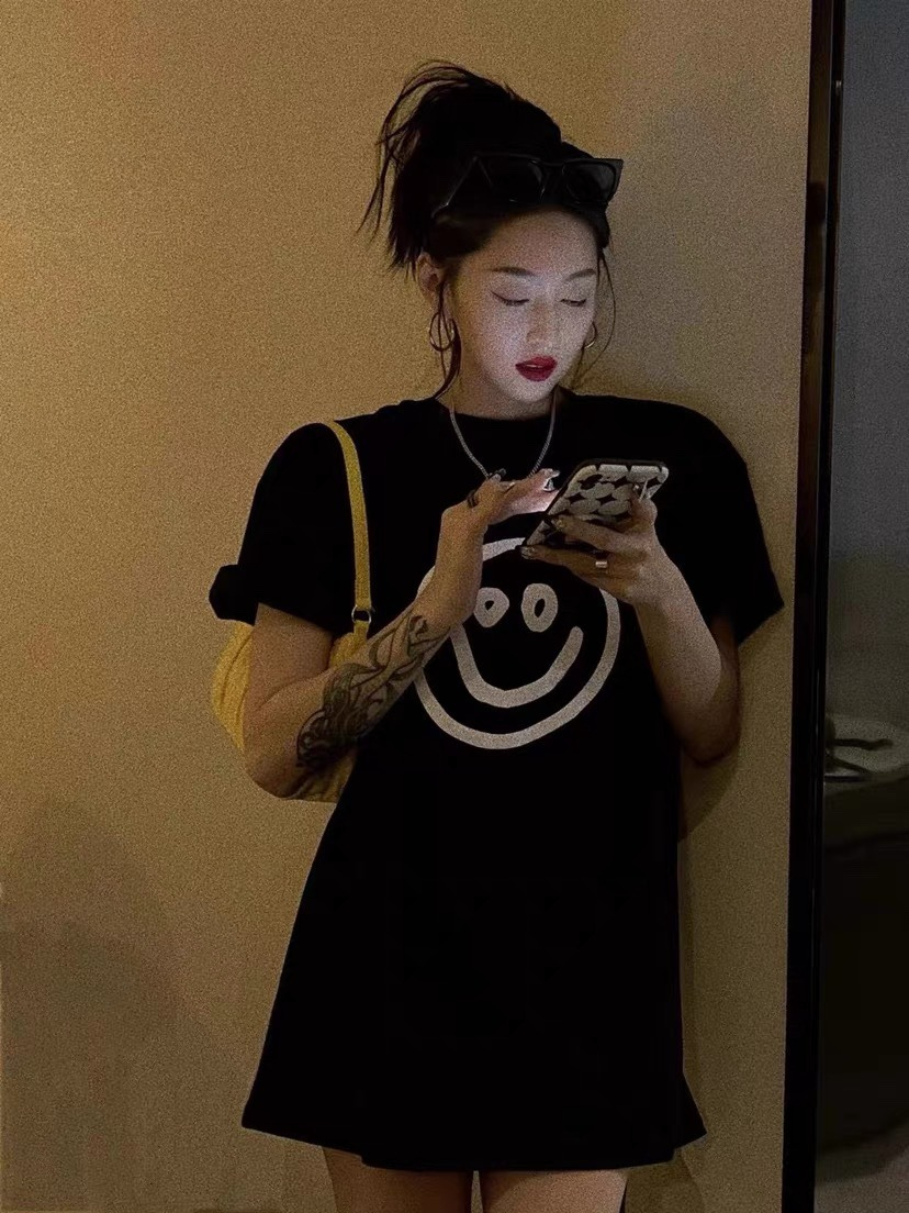 Short-sleeved t-shirt female loose Korean version of ins tide 2023 spring and summer new mid-length half-sleeved top ins tide