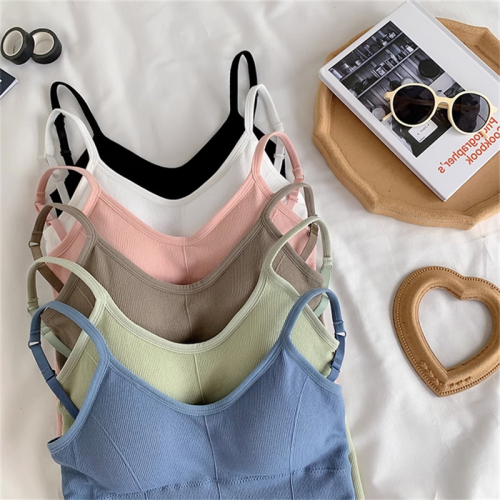 Small camisole women's inner wear spring with chest pad beauty back tube top hot girl short top outer wear tide