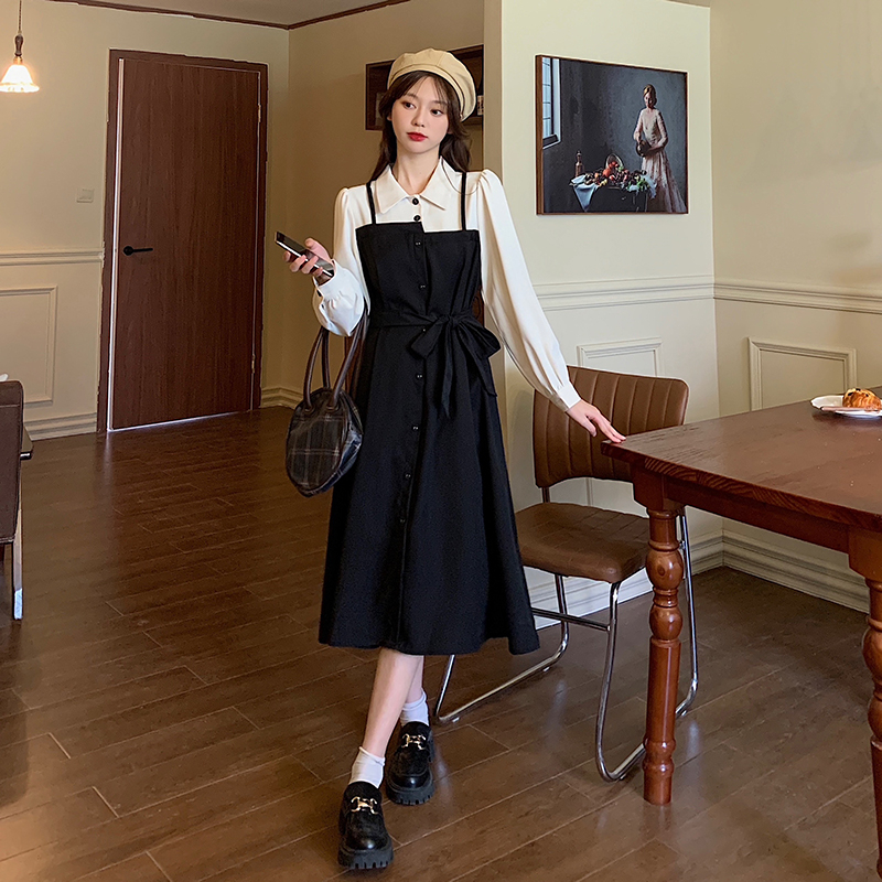 High quality original corduroy doll collar preppy retro long sleeve dress for women