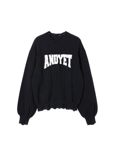 ANDYET AD1/22AW original hole jacquard LOGO design sense sweater autumn loose pullover sweater