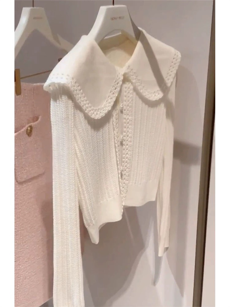 2023 autumn and winter knitted sweater Korean Dongdaemun net red same style GLYP trendy brand knitted long-sleeved doll collar sweater women