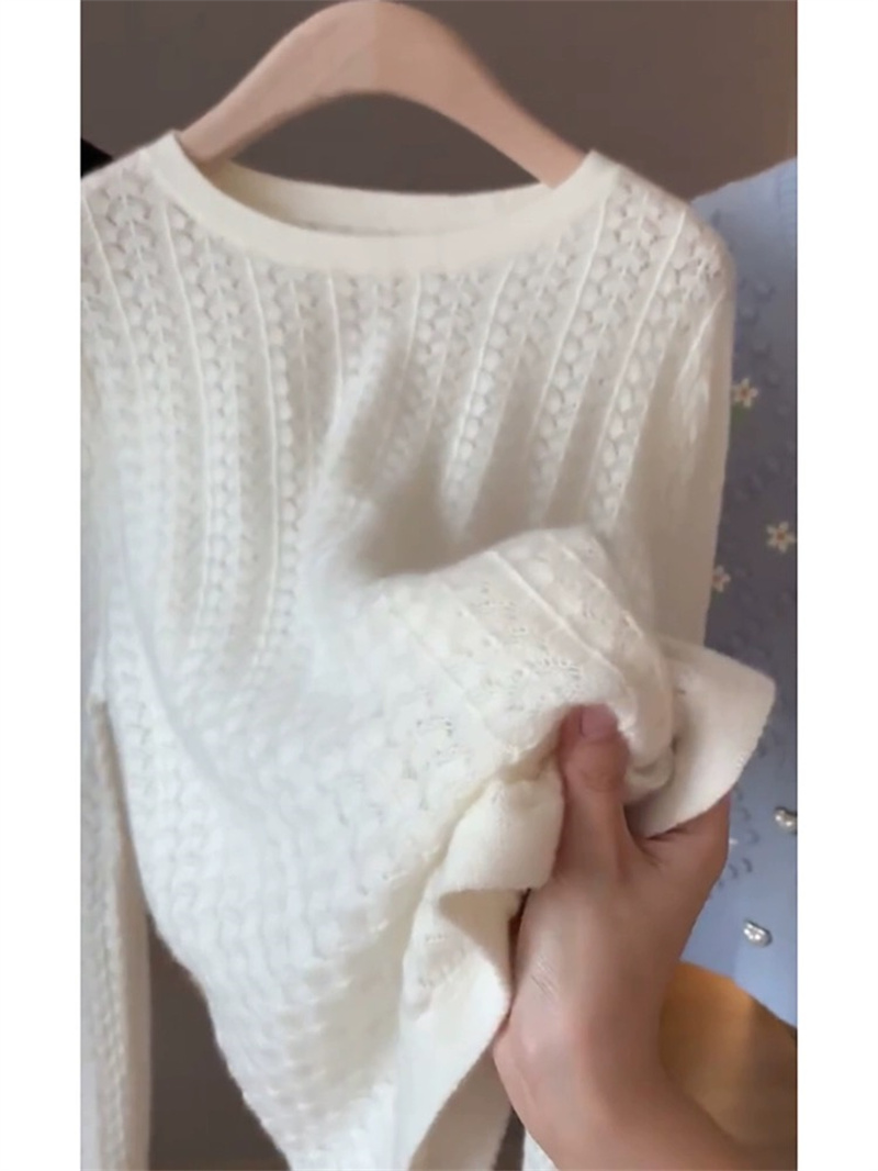 2023 autumn and winter knitted sweater women Korean Dongdaemun net red same style GLYP trendy brand knitted long-sleeved hollow sweater women