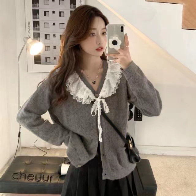 Cool girl salt style lazy style sweater for women thickened winter French retro design niche sweater top trend