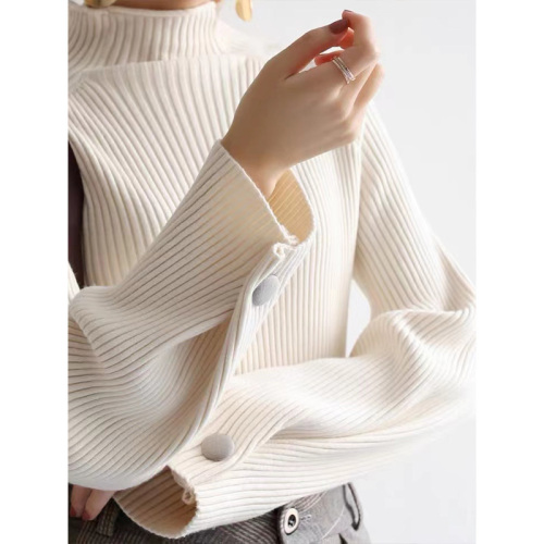 French style loose half turtleneck sweater women's autumn and winter new style light familiar stand-up collar knitwear mercerized cotton bottoming top