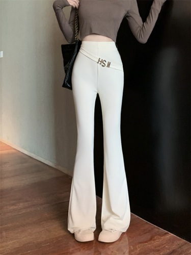 Black micro-launched suit pants women's early autumn new slimming and thin design sense high waist drape mopping the floor