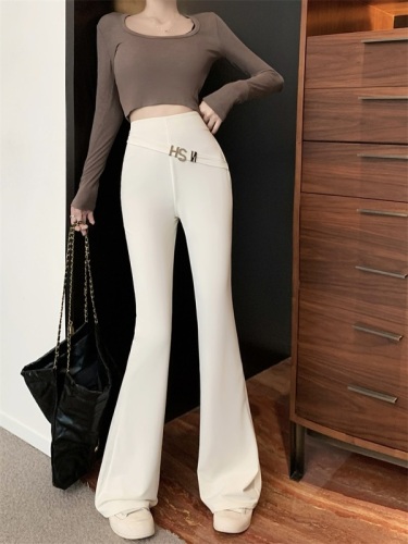 Black micro-launched suit pants women's early autumn new slimming and thin design sense high waist drape mopping the floor