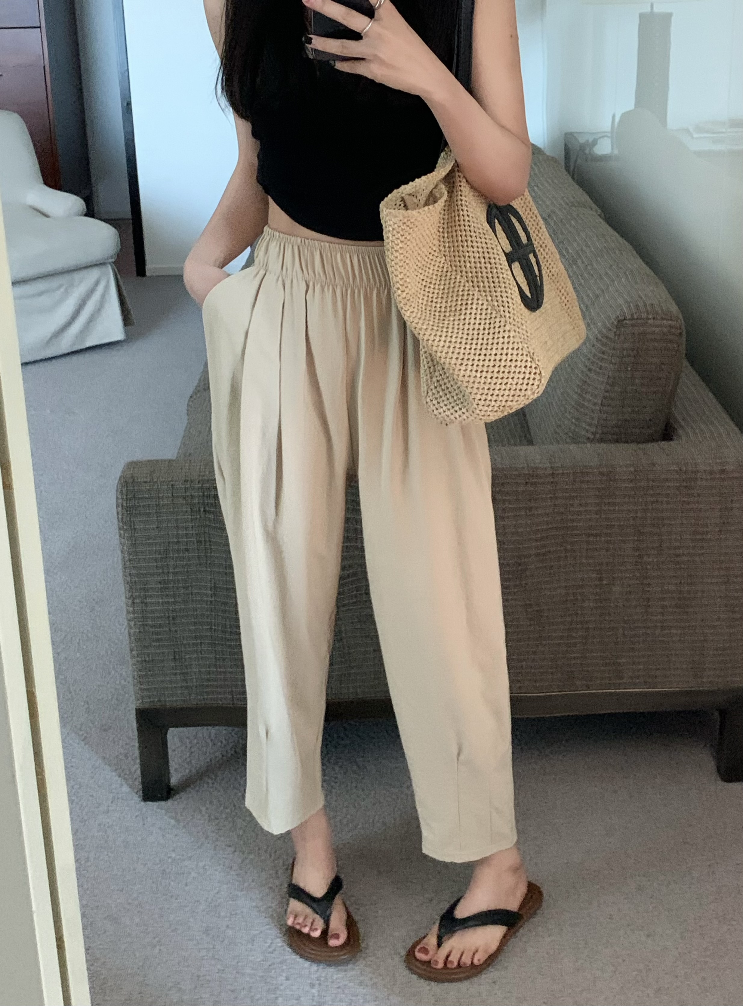 ~Japanese style casual loose nine-point carrot pants for petite wide-leg pants