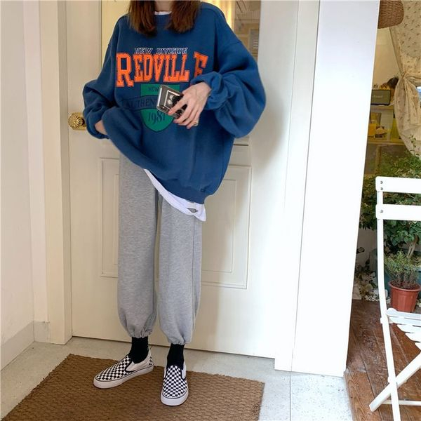 Official picture 250g 2023 new Korean version plus velvet thickened round neck ins trendy student loose top