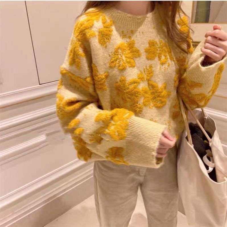 Sweater women's loose outerwear retro autumn new Korean version lazy wind thickened all-match bottoming top