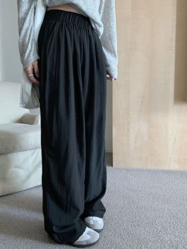 ~ Lazy style high waist casual Yamamoto pants loose straight leg drape wide leg long trousers