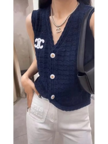 Cardigan jacket knitted sweater vest women's summer design sense niche small fragrant wind vest shoulder vest sweater top