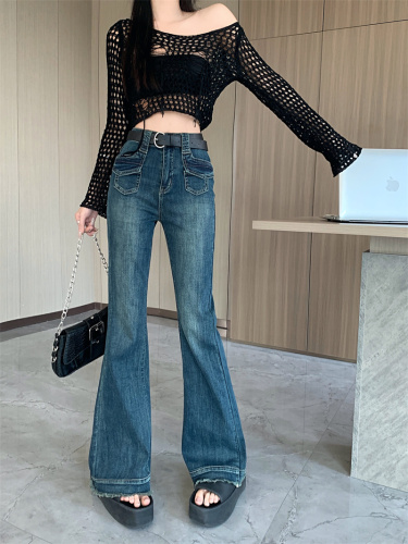 Old horseshoe jeans women's summer retro small slim slim micro flared trousers trousers