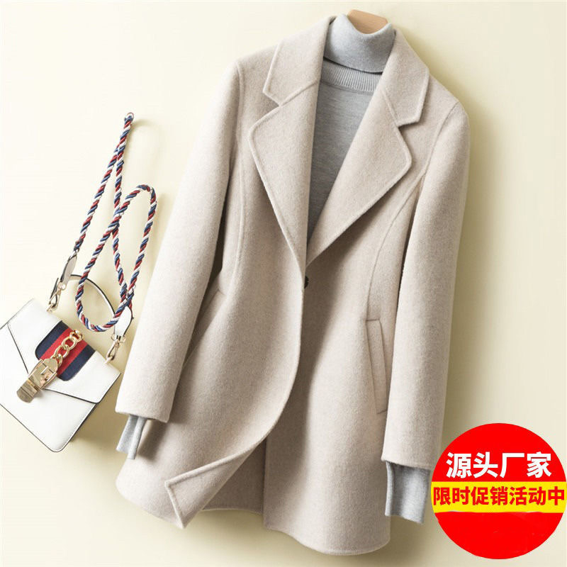Garib's new women's autumn and winter new slim-fit short coat woolen Hepburn wind coat