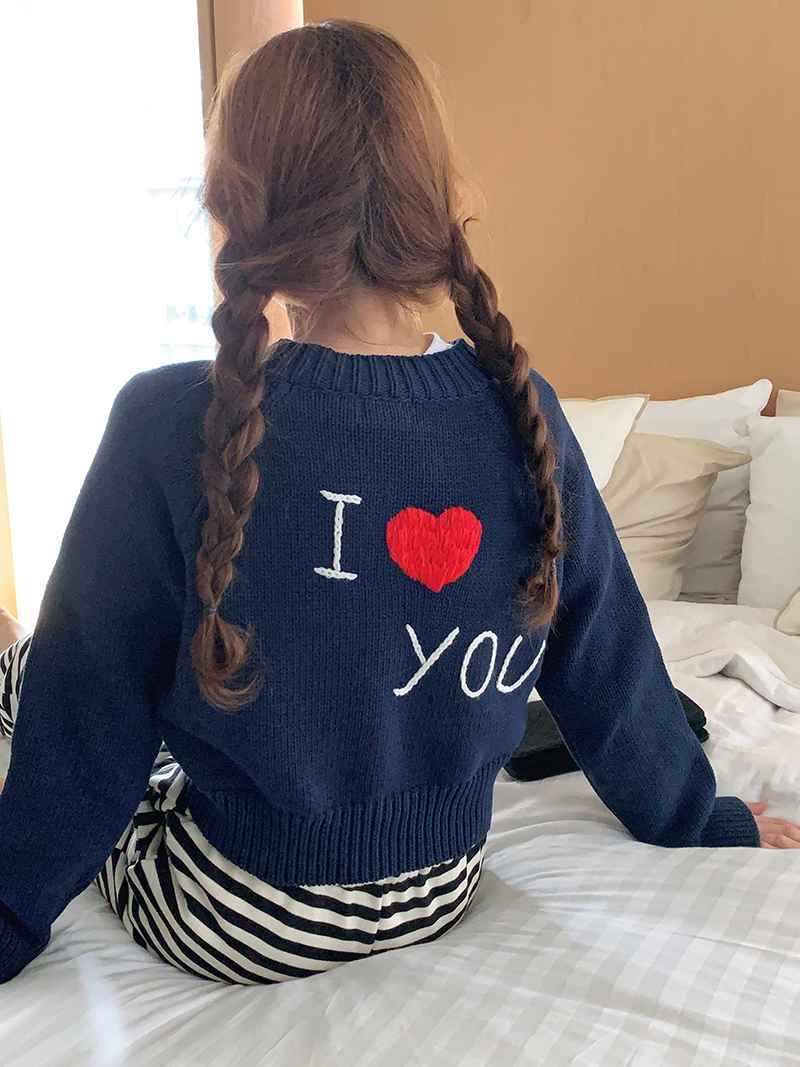 South Korea Dongdaemun purchasing 2023 JKICHI round neck zipper love short long-sleeved sweater jacket