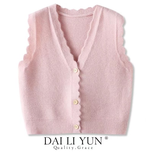  spring and autumn new women's V-neck college style short solid color vest knitted vest with sweater small vest