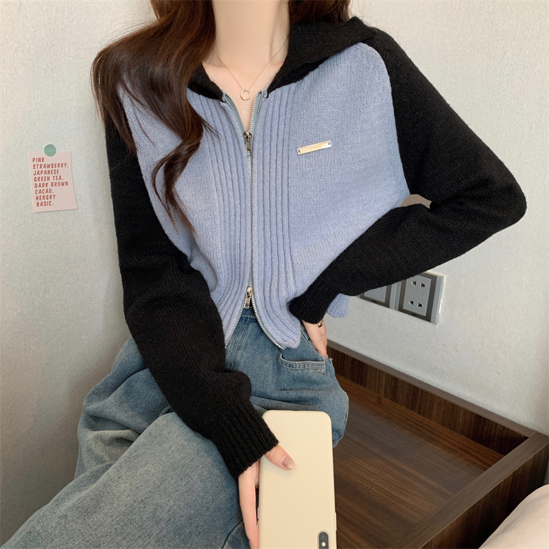 New version American retro design sweater cardigan jacket