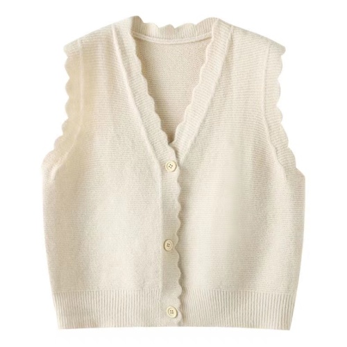  spring and autumn new women's V-neck college style short solid color vest knitted vest with sweater small vest