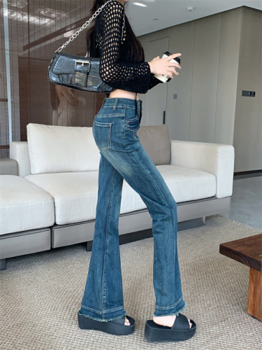 Old horseshoe jeans women's summer retro small slim slim micro flared trousers trousers