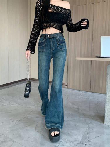 Old horseshoe jeans women's summer retro small slim slim micro flared trousers trousers