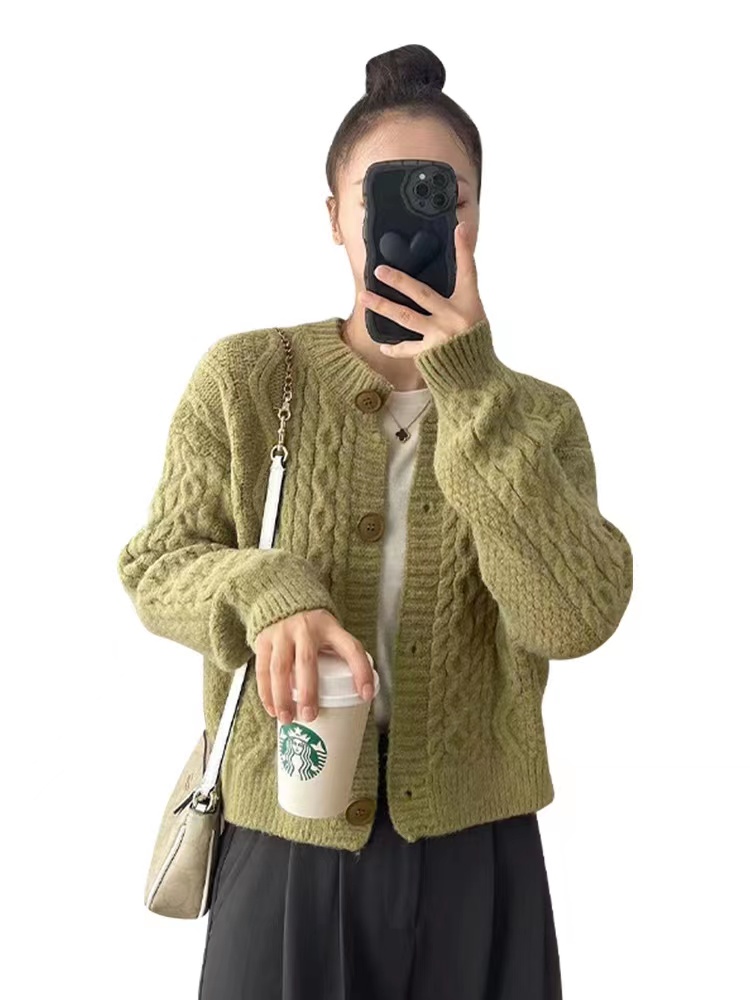 Twist sweater jacket women's autumn and winter 2023 new fashion foreign style knitted cardigan top popular this year