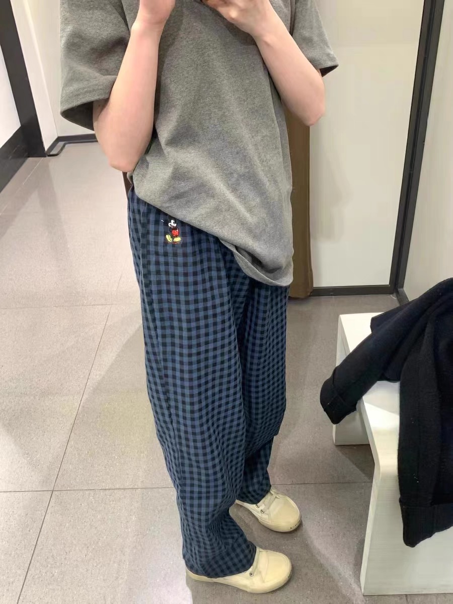 Original TL casual pants for women, new loose plaid trousers