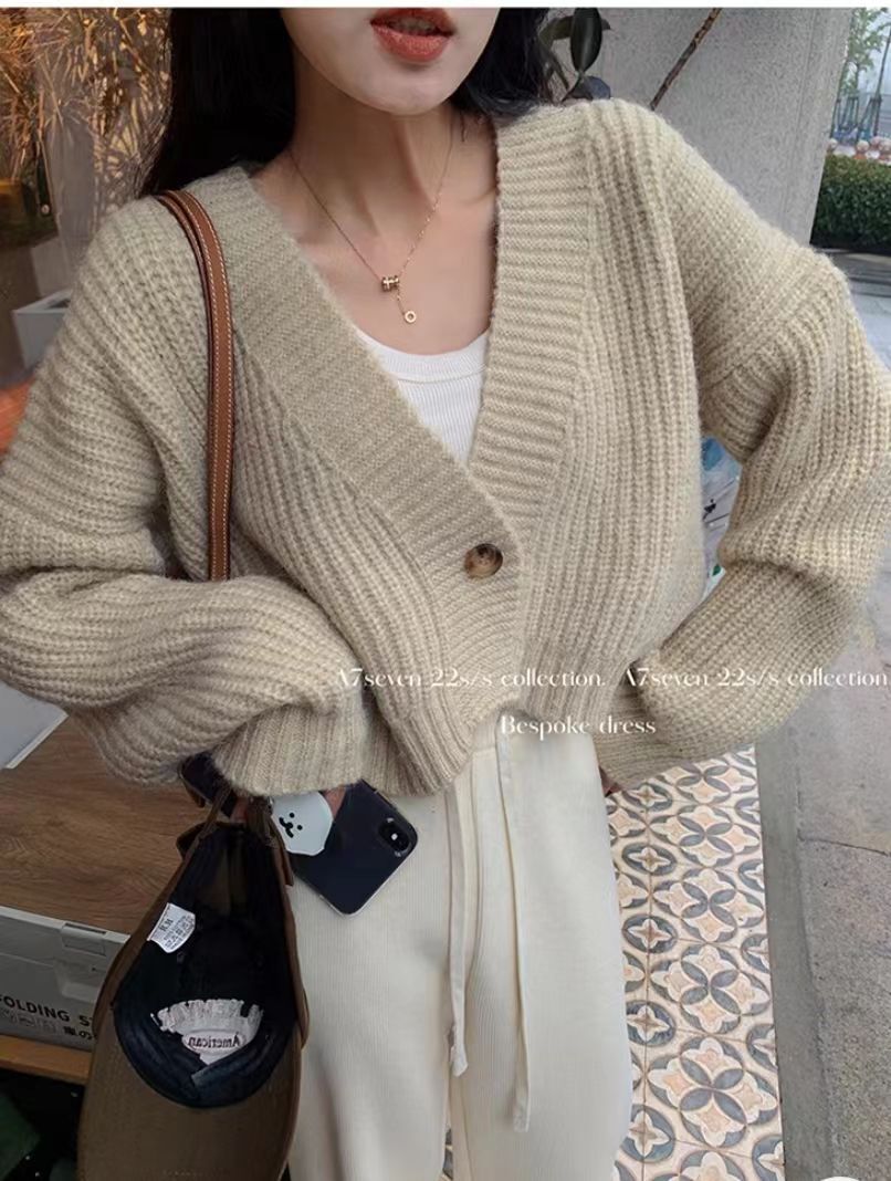 EKOOL Contains 18% Wool Thickened Turtleneck Sweater Women's Autumn and Winter New Versatile Loose Slim Sweater Cardigan Jacket