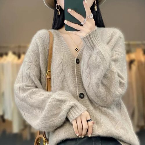 Lazy style knitted cardigan women's autumn 2023 new ladies sweater coat loose bottoming shirt spring and autumn tops