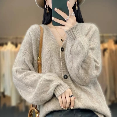 Lazy style knitted cardigan women's autumn 2023 new ladies sweater coat loose bottoming shirt spring and autumn tops