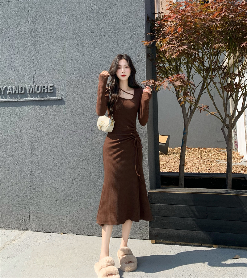 Pure desire wind dress women's spring new hot girl waist tight sexy bag hip mid-length skirt