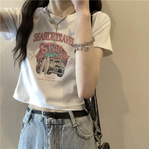 Official picture net price 6535 cotton short summer design sense T-shirt short-sleeved niche slim slim