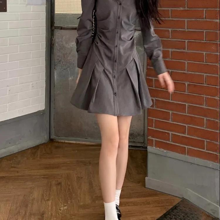 2023 autumn new slim slim long-sleeved shirt skirt hot girl suit skirt