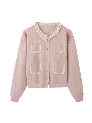 Spring and Autumn Korean Knitted Cardigan Jacket Women 2023 Autumn New Short Gentle Lazy Wind Pink Sweater Top