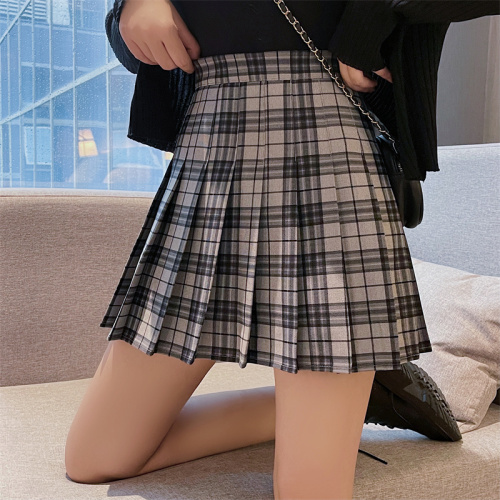 Autumn high waist thin skirt a-line skirt bag hip sweet hot girl plaid pleated skirt trendy girl