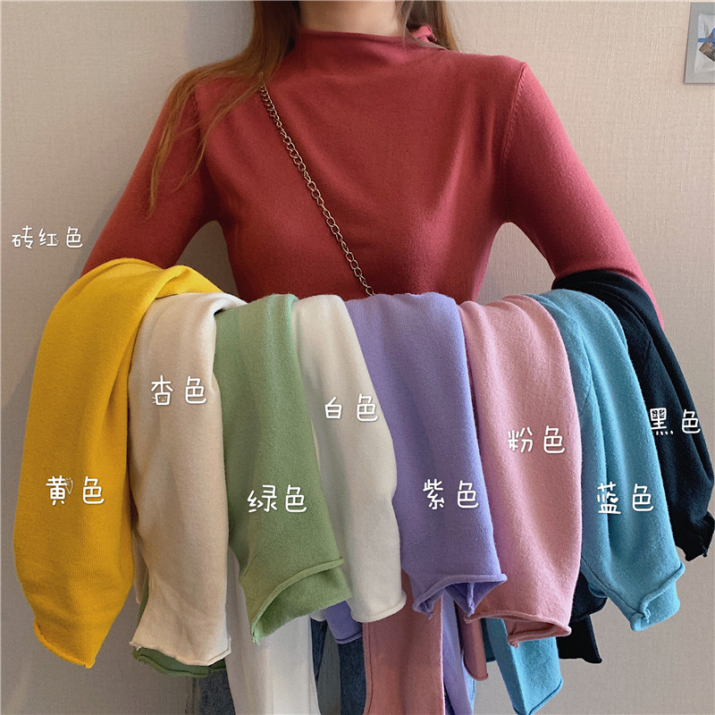 Knitted sweater half-high collar bottoming shirt with autumn and winter foreign style sweater high-end early autumn top trend