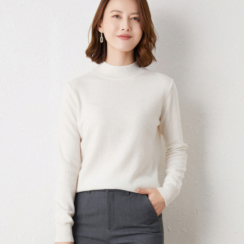 Half-high collar cashmere sweater women's 100 pure cashmere autumn and winter new loose sweater large size knitted wool bottoming shirt
