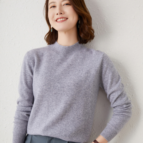 Half-high collar cashmere sweater women's 100 pure cashmere autumn and winter new loose sweater large size knitted wool bottoming shirt