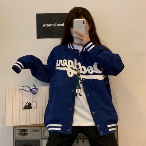 Coat men's and women's trendy ins spring and autumn thin jacket Korean version of the new student loose Yankees baseball uniform couple models