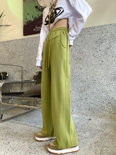  new autumn trousers dopamine wear casual trousers loose lazy style versatile wide-leg long trousers