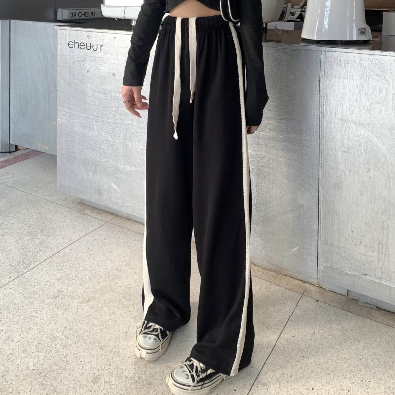 Big Fish Scale Autumn Clothes Korean Style High Street Casual Sports Pants Women Wide Legs Look Thin