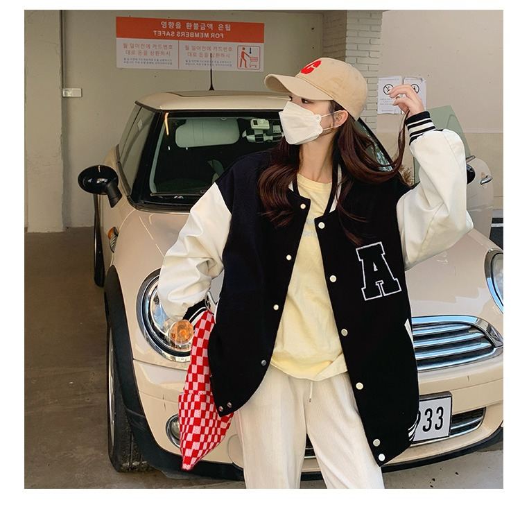 Towel embroidered + thin, thick baseball uniform women's fish scale thin section trendy Korean version all-match jacket bf lazy wind couple